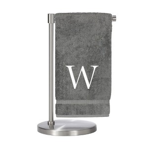 BC BARE COTTON Monogrammed Bath Towel, Personalized Gift, Set of 2 - Gray - Silver Block - 1 of 4