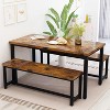 Hooseng 3-Piece Dining Table Set for 4, 43'' Dining Room Table Set with 2 Benches, Space-Saving Dinette Table for Kitchen, Dining Room - 2 of 4