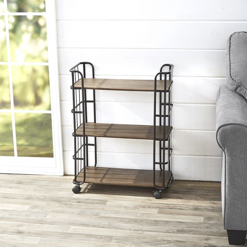 The Lakeside Collection Rolling Bar Cart - Modern Farmhouse 3 Shelf Unit for Dining Rooms, Kitchens, 3 of 4