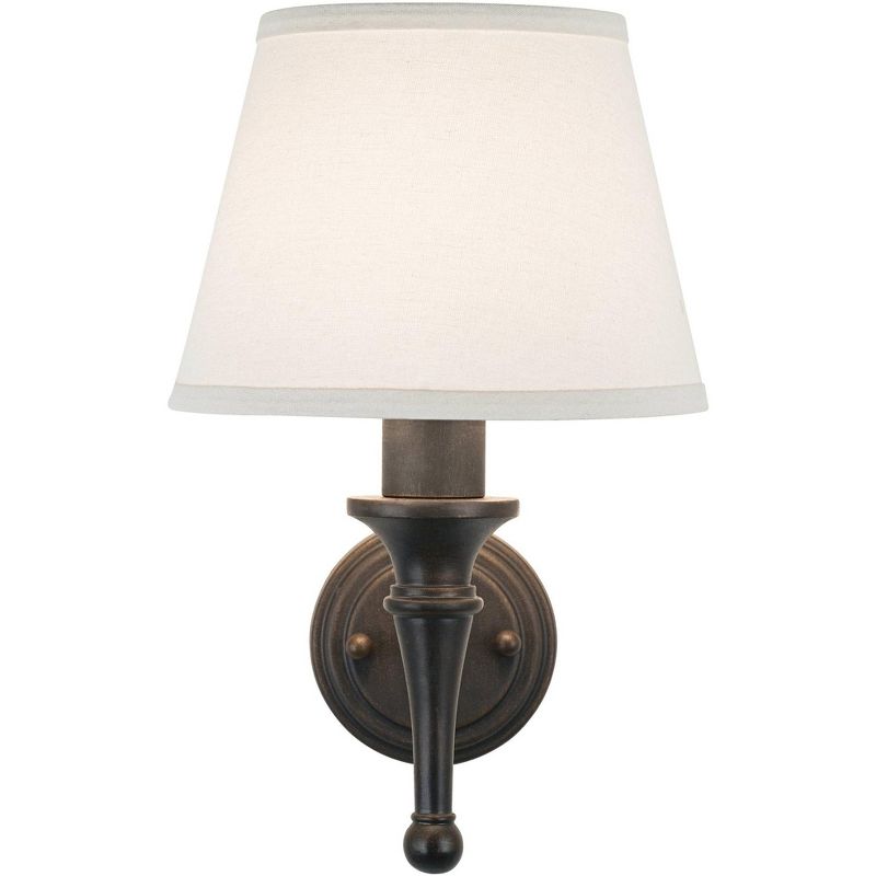 Regency Hill Braidy Farmhouse Rustic Wall Lamp Bronze Metal Plug-in 7" Light Fixture Ivory Empire Shade for Bedroom Bedside Reading Living Room Home, 5 of 7