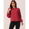 Seta T Women's Elegant Round Neck Chiffon Pleated Long Sleeve Flowy Dressy Business Tops - 3 of 4