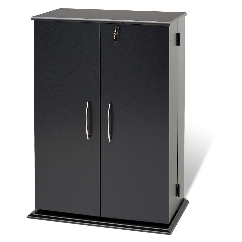 Photos - Display Cabinet / Bookcase Locking Media Storage Cabinet Black - Prepac