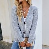 Women's Multicolor Mix Knit Sweater Cardigan with Pockets Color Block Outline Open Front Sweater Casual Long Sleeve Button Coats Outerwear - 3 of 4
