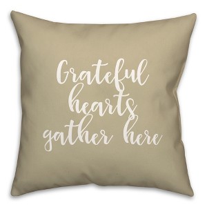 Creative Products Grateful Hearts Gather Here in Beige 18 x 18 Spun Poly Pillow - 1 of 3