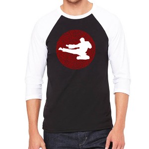 LA Pop Art Men's Raglan Baseball Word Art T-shirt -Types of Martial Arts - 1 of 4