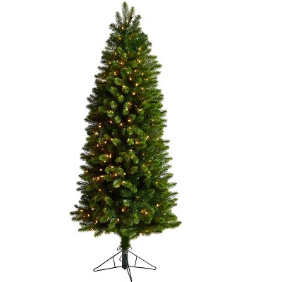 Nearly Natural 6-ft Slim Virginia Spruce Artificial Christmas Tree with 300 Warm White (Multifunction)