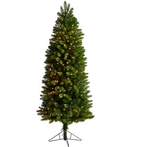 Nearly Natural 6-ft Slim Virginia Spruce Artificial Christmas Tree with 300 Warm White (Multifunction) - 1 of 4