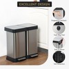 13.2 Gallon Dual Compartment Step Trash Can, Stainless Steel Kitchen Garbage Can with Waste & Recycling Bins for Bathroom Kitchen Office, Silver - 3 of 4