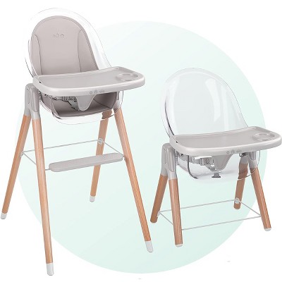 Children of Design Adjustable 6-in-1 Classic Wooden High Chair with Cushion - Clear