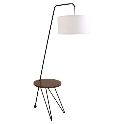 Stork Mid Century Modern Floor Lamp With Walnut Table Accent