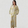 Anna-Kaci Lounge Women's Watercolor Floral Print Pajama Set with Relaxed Long Sleeve Button-Up Top and Wide Leg Pants - 2 of 4