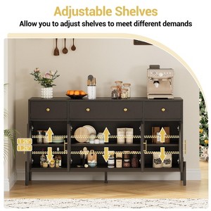 62" Sideboard Buffet Cabinet with Adjustable Shelve,Large Storage Cabinet with 4  Doors & 3 Drawersfor Dining Room, Living Room, Kitchen, Coffee Bar - 1 of 4