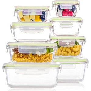 8-Pack Glass Food Storage Containers with Lids, Glass Meal Prep ...