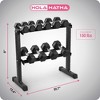 HolaHatha 5, 10, 15, 20, and 25 Pound Rubber Encased Hexagon Non Slip Dumbbell Weight Set with Rack for Various Strength Training Workouts, Black - 2 of 4