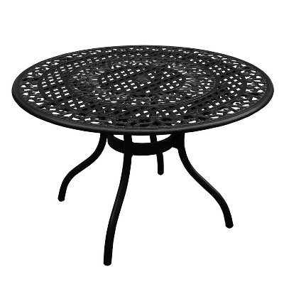48'' Black Ornate Aluminum Round Patio Dining Set with Four Chairs
