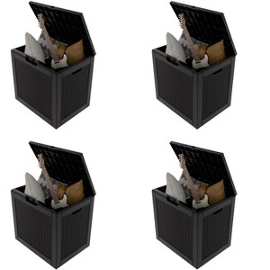 Sersper 30 Gallon Rattan-Style Waterproof Resin Deck Box with Lockable Lid, UV Resistant, Black - Indoor & Outdoor Use (4 Pack) - 1 of 3