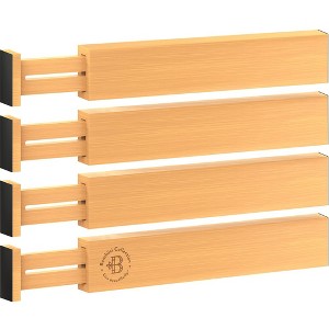 Bamboo Drawer Dividers 4 Pack - Adjustable 12.5" to 17" Drawer Organizers for Home and Office - 1 of 1