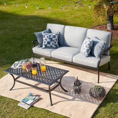 2pc Sofa and Coffee Table Patio Seating Set - Gray - Patio Festival