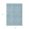 Teal Blue And Ivory Geometric Washable Indoor Outdoor Area Rug - 3 of 4