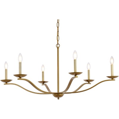 Elegant Brass and Iron 6-Light Adjustable Pendant Chandelier
