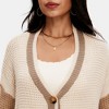 Knit & Lounge Women’s Chunky Knit Button Front Long Sleeve V-Neck Striped Cardigan with Drop Shoulders Ribbed Trim Oversized - 2 of 4