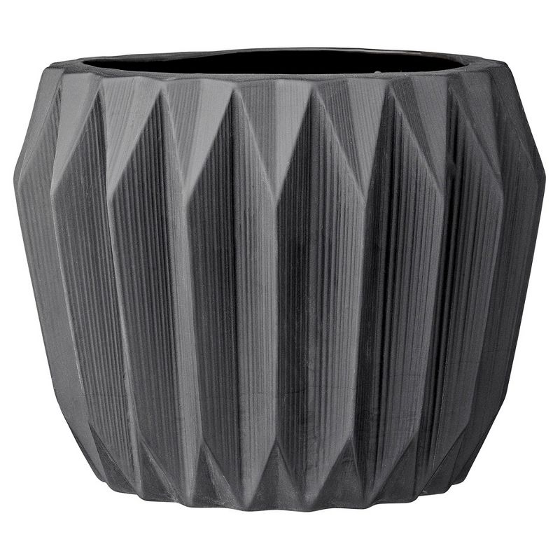 Ceramic Fluted Flower Pot - Black (7&#34;) - Storied Home, 1 of 6