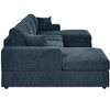 TiramisuBest 3-Piece Blue Corduroy Sectional Sofa with Double Chaise, U-Shaped Modular Couch with Removable Cushions for Living Room - 4 of 4