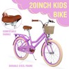 Girls Bike With 20 Inch Wheel Basket Carbon Steel Multiple Colors No Training Wheels Toddler Girl Bike, Children Bicycle For 7-10 Years Old Kids - 2 of 4