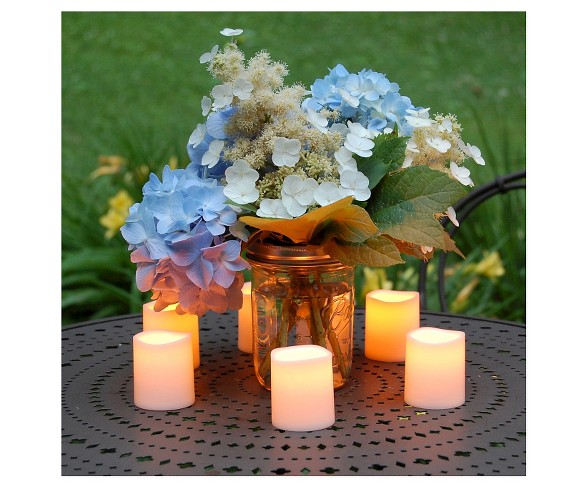 6ct Lumabase Amber Battery Operated LED Mini Pillar Candles