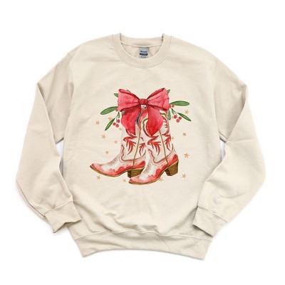 Simply Sage Market Women's Graphic Sweatshirt Coquette Cowgirl Christmas Boots