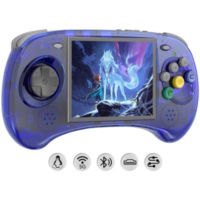Voacle RG ARC S Retro Handheld Game Console , Single Linux System with 128G SD Card Support 5G WiFi 4.2 Bluetooth and TV Out (Transparent Blue)