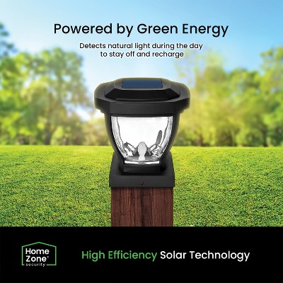 Black Solar LED Post Cap Lights with Rippled Glass, 2-Pack