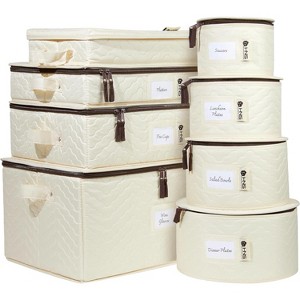 Hard Shell China Storage Containers - Set Moving Boxes for Dinnerware, Glasses, Plates, Mugs and Saucers -  Service for 12 - 1 of 4
