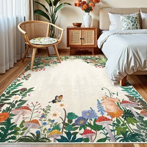 2x6FT Modern Washable Area Rug, Jungle Animal Print Nursery Bedroom Rug with Non Slip Backing, Low Pile Stain Resistant Floor Carpet, Black - 1 of 4