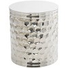 Olivia & May Stainless Steel Geometric Drum Accent Table with Hexagon Patterned Exterior Silver - image 4 of 4