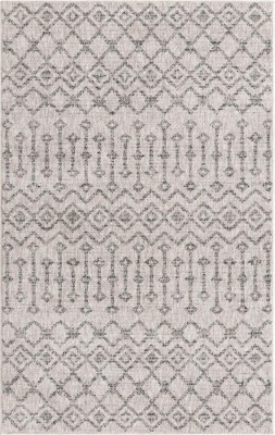 Eco-Friendly Ivory Geometric 4' x 6' Synthetic Area Rug