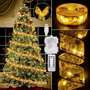 Angel Sar 66ft LED Christmas Tree Ribbon Lights, 200 LEDs with 8 Modes, USB Powered Fairy String Lights with Timer for Xmas Tree Decor, 2.5 inch Wide - 1 of 4