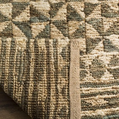 Handwoven Slate and Natural Geometric Jute Area Rug 5' x 8'