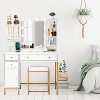 Acekool Vanity Desk with Stool, Charging Station, Lighted Mirror, 3 Lighting Colors, Ample Storage, Makeup Table for Bedroom, White - 3 of 4