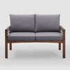 Saybrook Modern Metal and Wood Patio Loveseat - Gray/Dark Brown - Saracina Home - 3 of 4