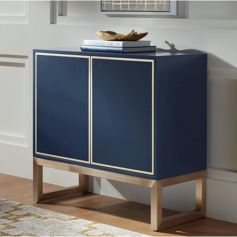 55 Downing Street Tarim 35 3/4" Wide Blue and Gold 2-Door Accent Cabinet, 2 of 10