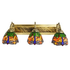 YIYIBYUS 3-Light Bronze Retro Wall Sconce with Stained Glass Shades for Bedroom - 1 of 4