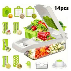 Paaaawaters Pink Vegetable Chopper, Multifunctional Fruit Slicer, Manual Food Grater, Vegetable Slicer, Cutter With Container - 1 of 4