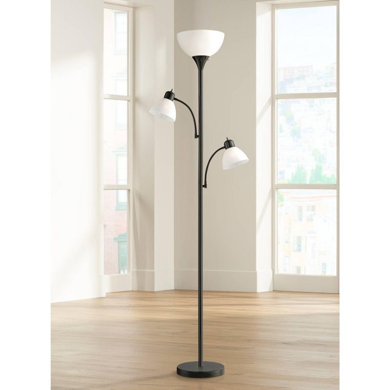 360 Lighting Bingham Modern Torchiere Floor Lamp with Side Lights 71 1/2" Tall Black Metal White Shade for Living Room Reading Bedroom Office House, 2 of 10