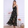 INSPIRE CHIC Women's Floral Print Pleated Back V Neck Split Elegant Maxi Sundresses - 2 of 4