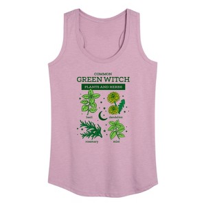 Women's - Instant Message - Common Green Witch Herbs Graphic Racerback Tank - 1 of 4