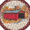 Earth Rugs Covered Bridge Round Trivet – 10" Rustic Country Scene Print on Braided Natural Jute Table Mat - 3 of 3