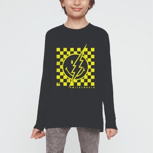 The Juniper Shop SmileyWorld Checkered Lightning Distressed Youth Long Sleeve Tee - 1 of 4