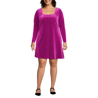 Lands' End Women's Knit Velvet Square Neck Dress