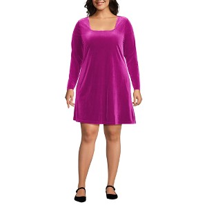 Lands' End Women's Knit Velvet Square Neck Dress - 1 of 3